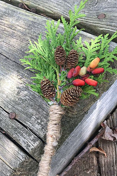 Mini cones for wedding boutinneres